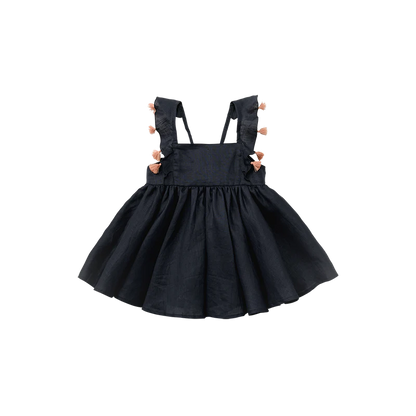 loisir sun dress 2 navy深藍色渡假風亞麻洋裝連身裙