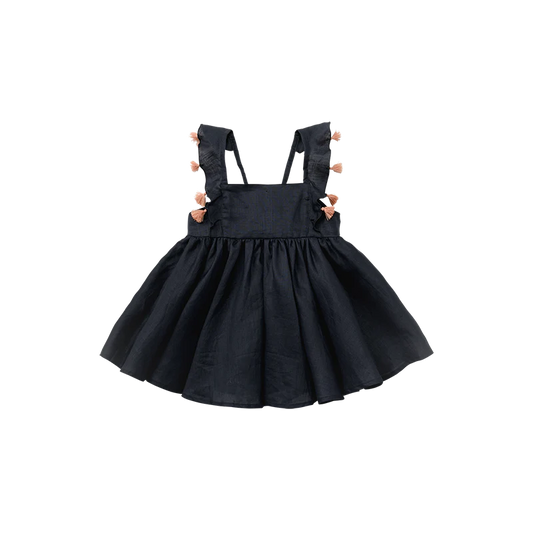 loisir sun dress 2 navy深藍色渡假風亞麻洋裝連身裙