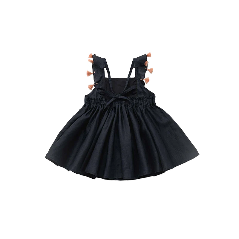 loisir sun dress 2 navy深藍色渡假風亞麻洋裝連身裙