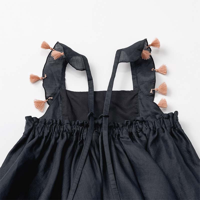 loisir sun dress 2 navy深藍色渡假風亞麻洋裝連身裙