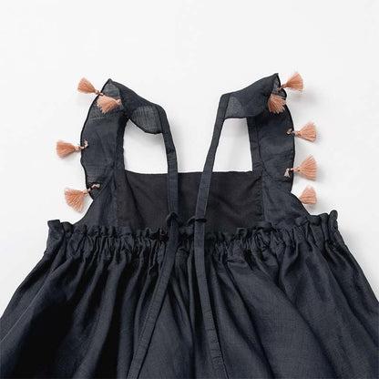 loisir sun dress 2 navy深藍色渡假風亞麻洋裝連身裙