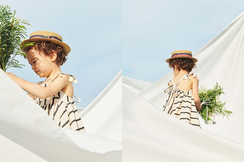 loisir sun dress 3 stripe條紋渡假風亞麻洋裝連身裙