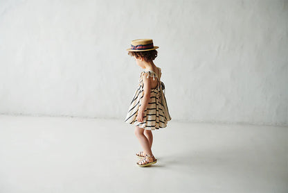 loisir sun dress 3 stripe條紋渡假風亞麻洋裝連身裙