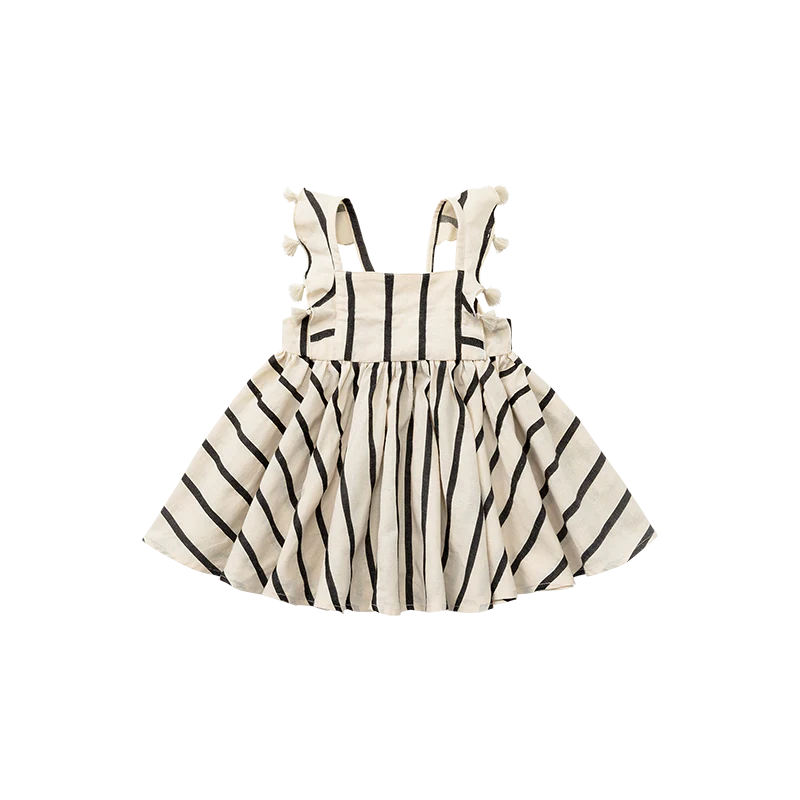 loisir sun dress 3 stripe條紋渡假風亞麻洋裝連身裙