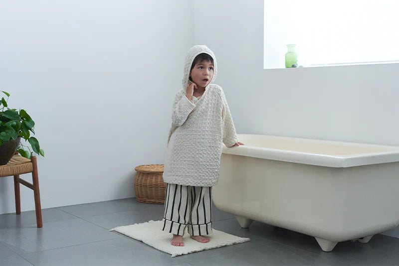 Organic hooded bathrobe多用途華夫格兒童浴袍三色1～4歲