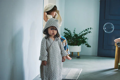 Organic hooded bathrobe多用途華夫格兒童浴袍三色1～4歲