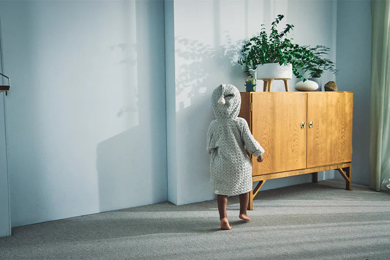 Organic hooded bathrobe多用途華夫格兒童浴袍三色1～4歲