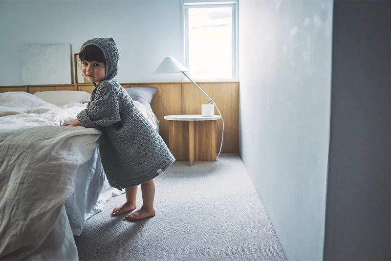 Organic hooded bathrobe多用途華夫格兒童浴袍三色1～4歲