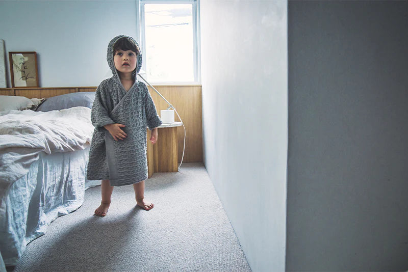 Organic hooded bathrobe多用途華夫格兒童浴袍三色1～4歲