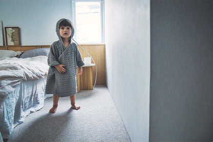 Organic hooded bathrobe多用途華夫格兒童浴袍三色1～4歲