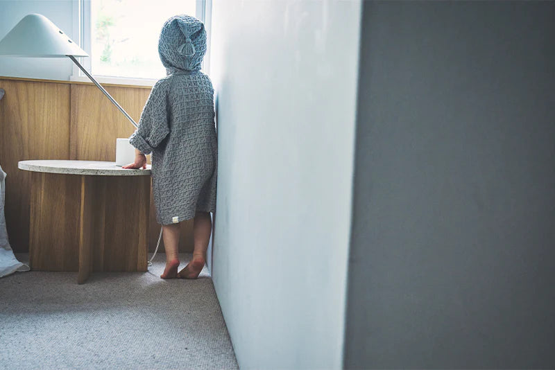 Organic hooded bathrobe多用途華夫格兒童浴袍三色1～4歲