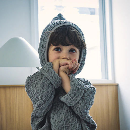 Organic hooded bathrobe多用途華夫格兒童浴袍三色1～4歲