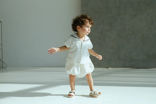 paddle rompers 1 graph white白色方格水手風燈籠褲連體衣