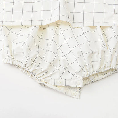 paddle rompers 1 graph white白色方格水手風燈籠褲連體衣