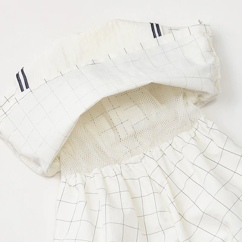 paddle rompers 1 graph white白色方格水手風燈籠褲連體衣