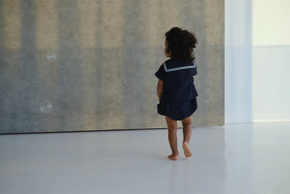 paddle rompers 2 navy深藍水手風燈籠褲連體衣