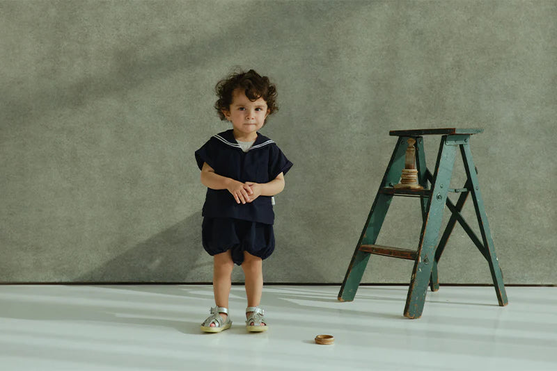 paddle rompers 2 navy深藍水手風燈籠褲連體衣