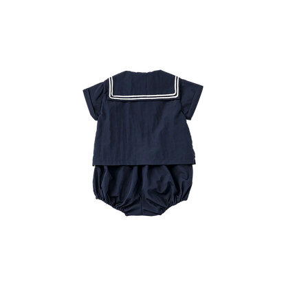 paddle rompers 2 navy深藍水手風燈籠褲連體衣