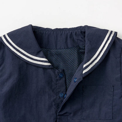 paddle rompers 2 navy深藍水手風燈籠褲連體衣