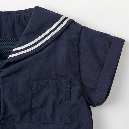 paddle rompers 2 navy深藍水手風燈籠褲連體衣