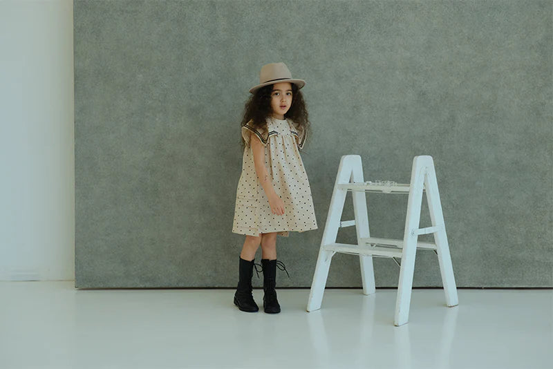 paddle dress 3 pindot 米色波點水手風連身裙