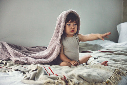 Organic hooded blanket 1 pink粉色多用途多功能嬰兒毯（可刺繡）