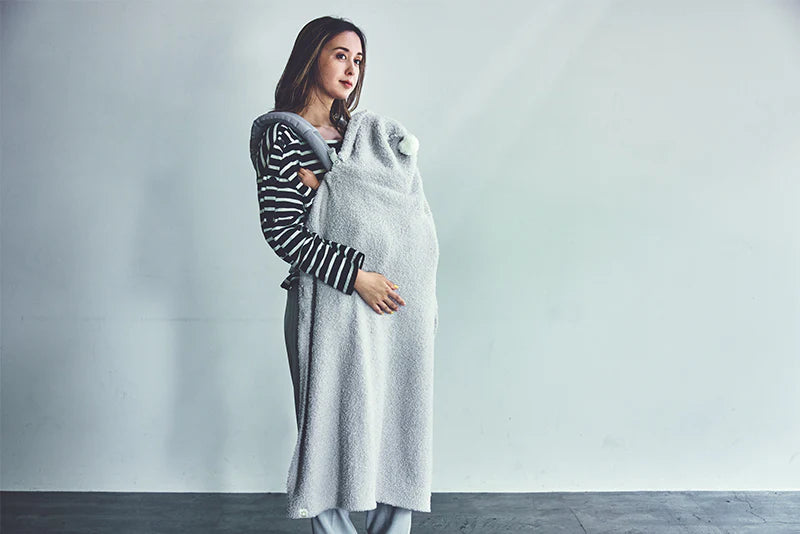 Organic hooded blanket 2 ice grey灰色多用途多功能嬰兒毯