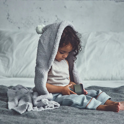 Organic hooded blanket 2 ice grey灰色多用途多功能嬰兒毯