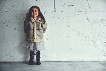 alto mouton greige成長型設計羊毛皮外套1.5～4y