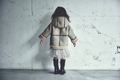 alto mouton greige成長型設計羊毛皮外套1.5～4y