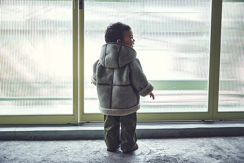 alto mouton greige成長型設計羊毛皮外套1.5～4y