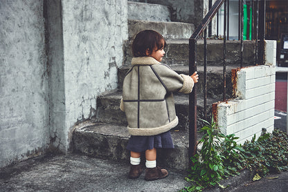 alto mouton greige成長型設計羊毛皮外套1.5～4y