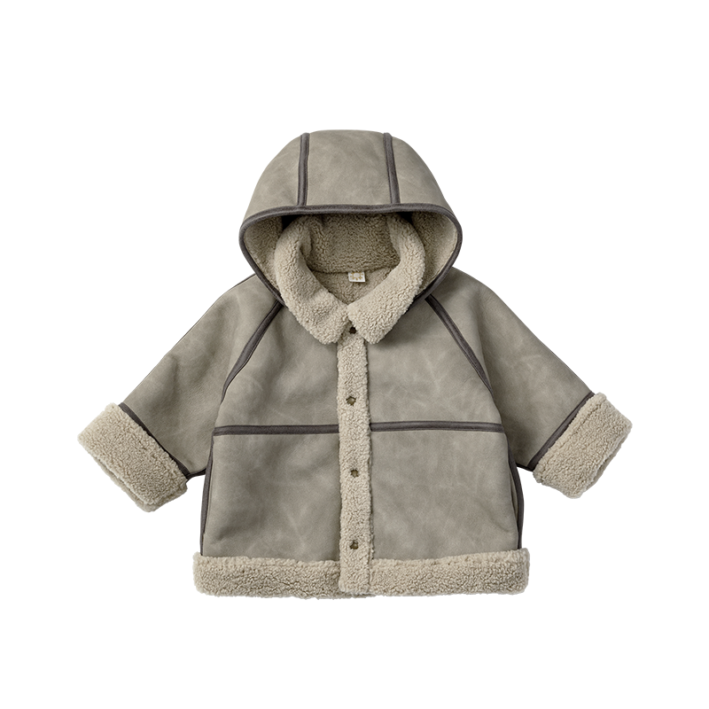 alto mouton greige成長型設計羊毛皮外套1.5～4y