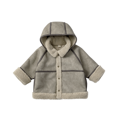 alto mouton greige成長型設計羊毛皮外套1.5～4y