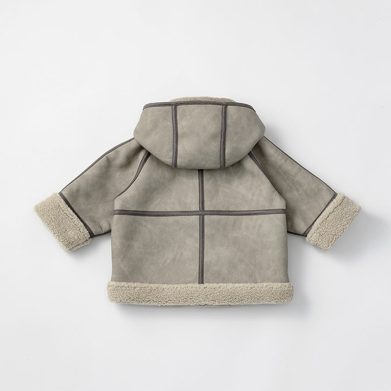 alto mouton greige成長型設計羊毛皮外套1.5～4y