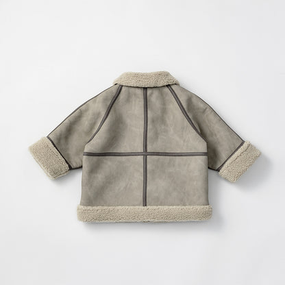 alto mouton greige成長型設計羊毛皮外套1.5～4y