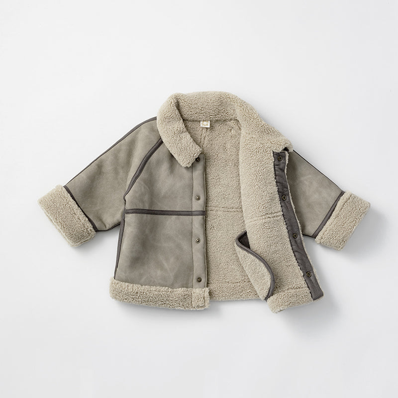 alto mouton greige成長型設計羊毛皮外套1.5～4y