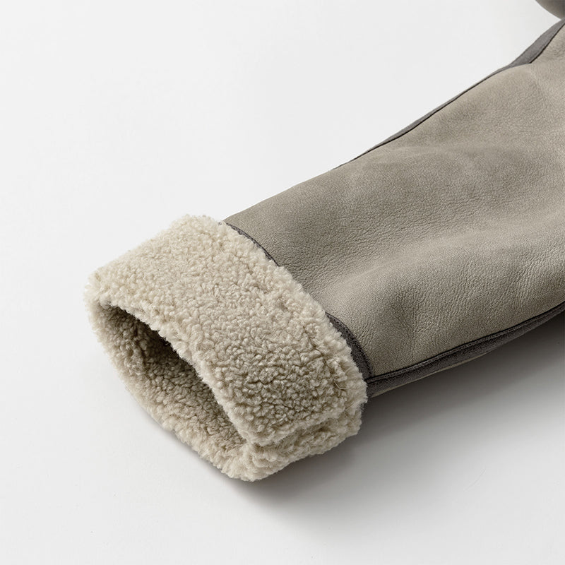 alto mouton greige成長型設計羊毛皮外套1.5～4y