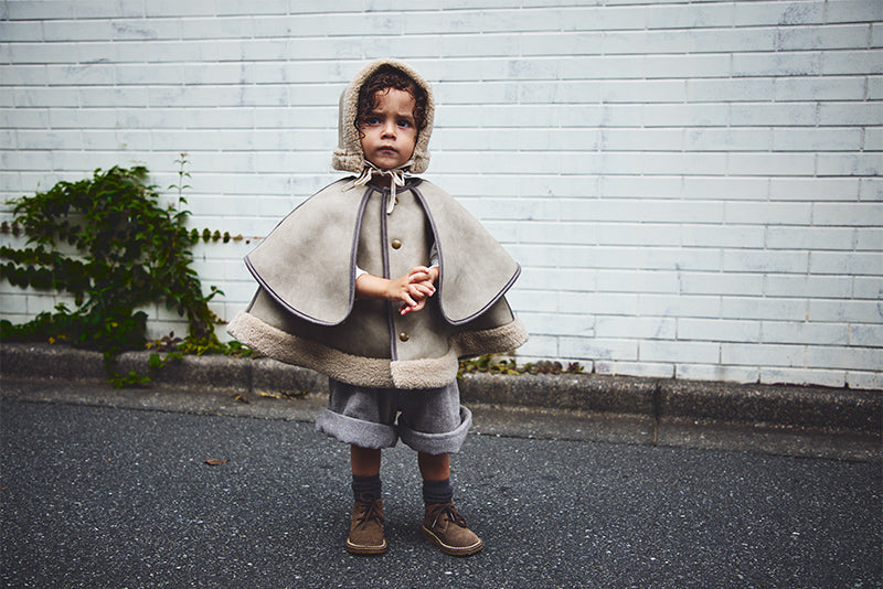 sonnet mouton greige一衣三用！新生兒至學步的羊毛皮斗篷/外套/蓋毯