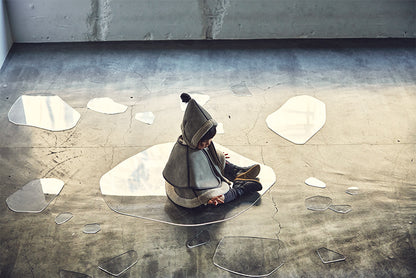 sonnet mouton greige一衣三用！新生兒至學步的羊毛皮斗篷/外套/蓋毯