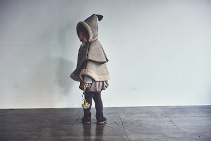 sonnet mouton greige一衣三用！新生兒至學步的羊毛皮斗篷/外套/蓋毯