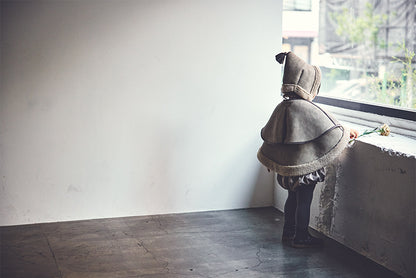 sonnet mouton greige一衣三用！新生兒至學步的羊毛皮斗篷/外套/蓋毯