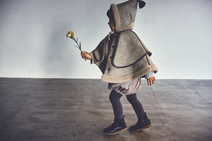 sonnet mouton greige一衣三用！新生兒至學步的羊毛皮斗篷/外套/蓋毯