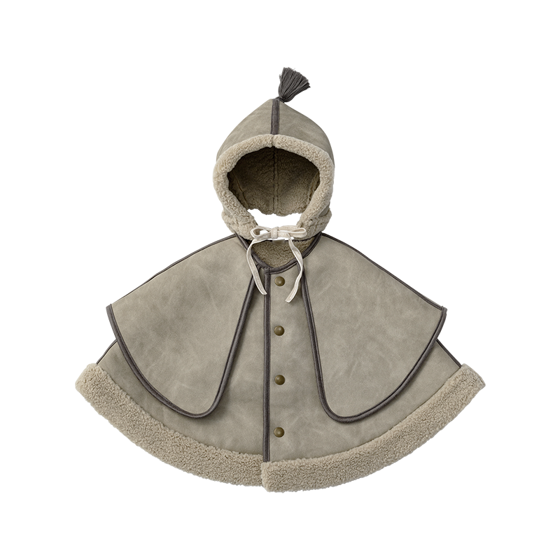 sonnet mouton greige一衣三用！新生兒至學步的羊毛皮斗篷/外套/蓋毯