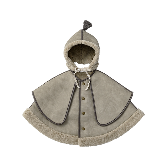sonnet mouton greige一衣三用！新生兒至學步的羊毛皮斗篷/外套/蓋毯