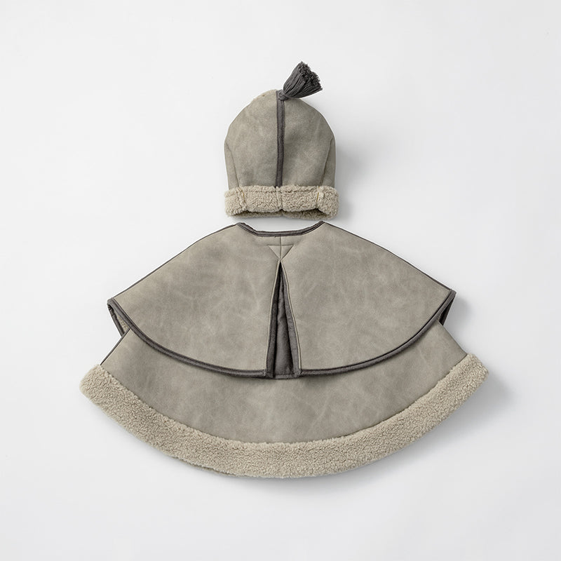 sonnet mouton greige一衣三用！新生兒至學步的羊毛皮斗篷/外套/蓋毯