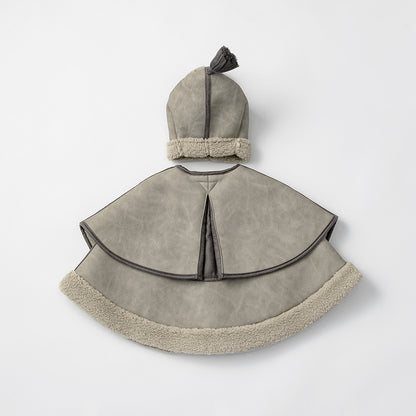 sonnet mouton greige一衣三用！新生兒至學步的羊毛皮斗篷/外套/蓋毯