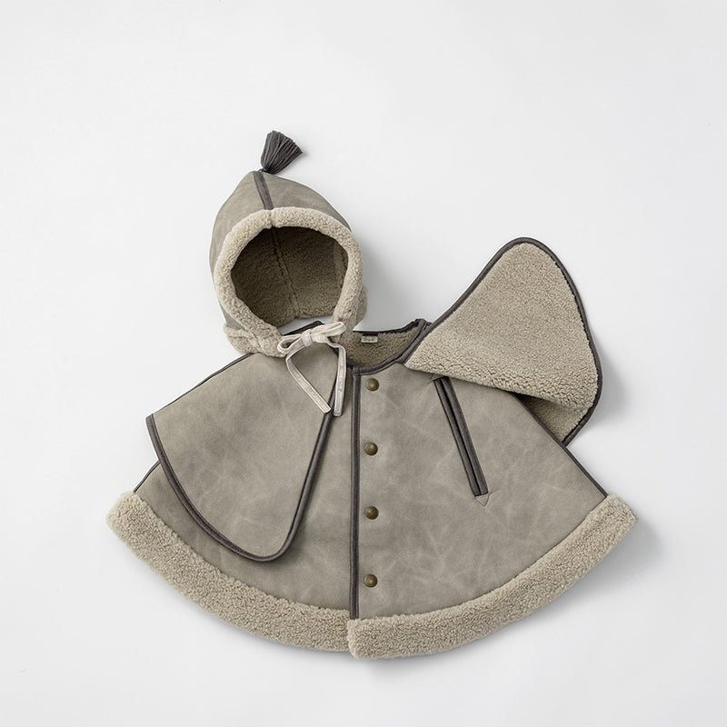 sonnet mouton greige一衣三用！新生兒至學步的羊毛皮斗篷/外套/蓋毯