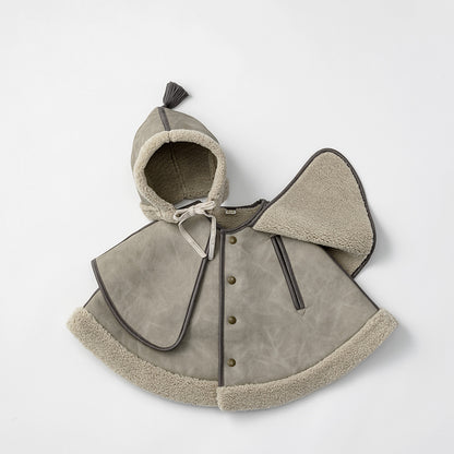 sonnet mouton greige一衣三用！新生兒至學步的羊毛皮斗篷/外套/蓋毯