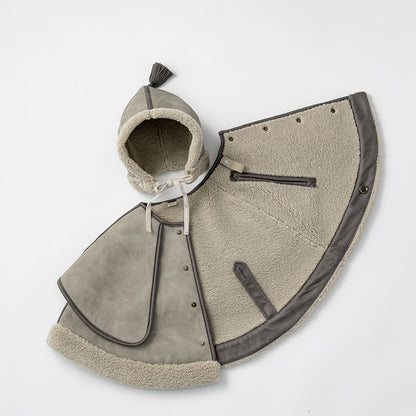 sonnet mouton greige一衣三用！新生兒至學步的羊毛皮斗篷/外套/蓋毯